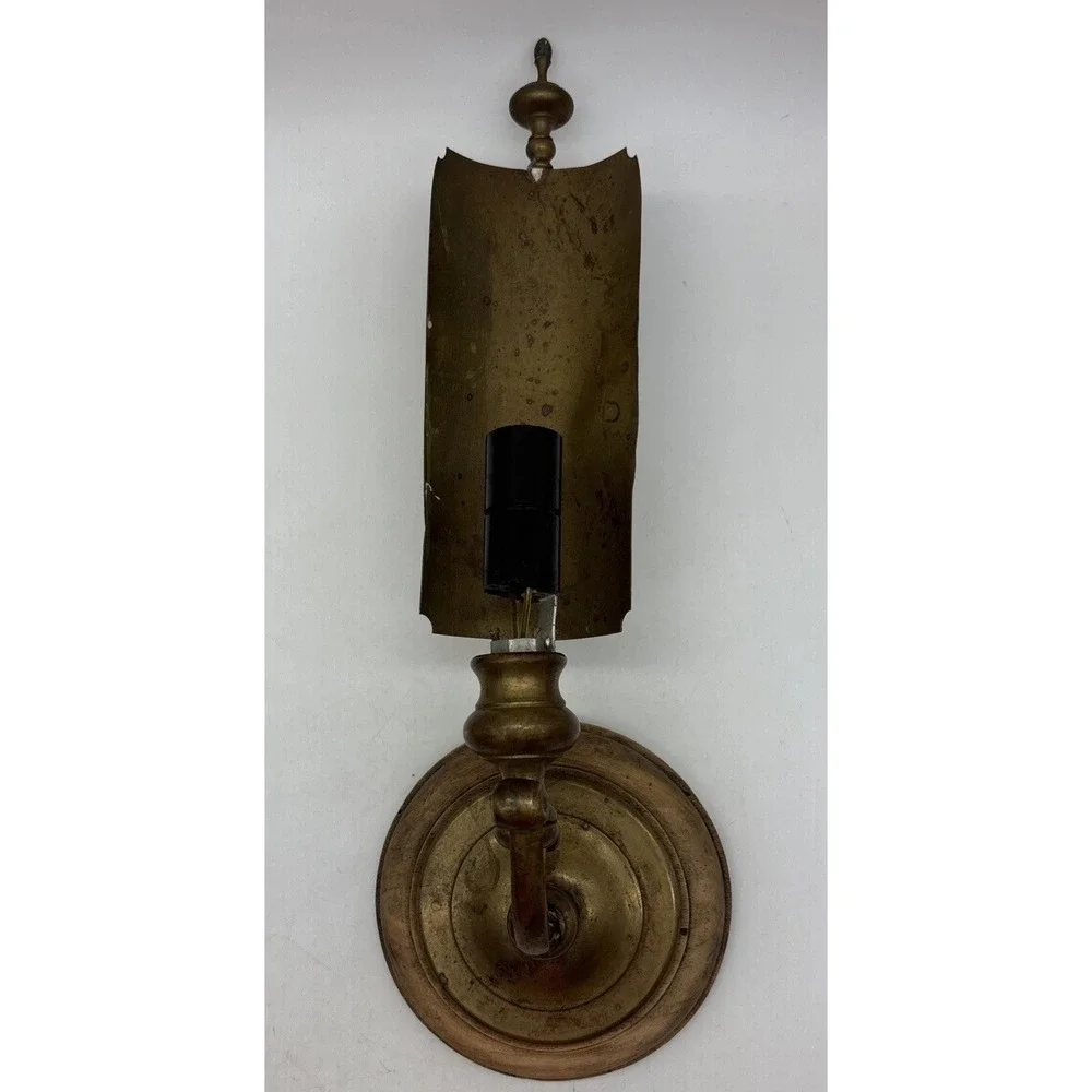 vintage brass wall sconce with a backplate italy Electric